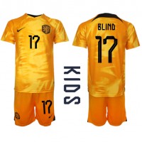 Echipament fotbal Olanda Daley Blind #17 Tricou Acasa Mondial 2022 pentru copii maneca scurta (+ Pantaloni scurti)
